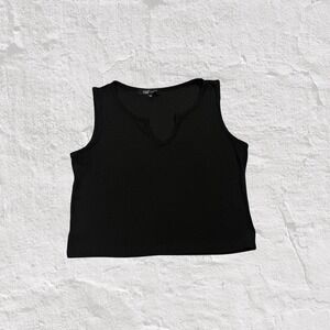 YMI Ribbed Tank Top Women's M Black V-Neck Sleeveless Casual Going Out Night